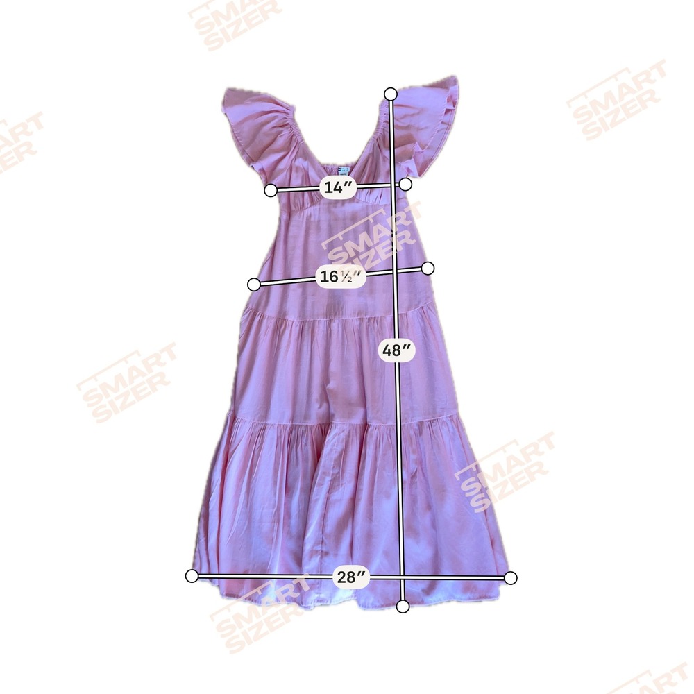 Billabong Maxi Dress Size M Pink Tiered Flutter Sleeve Smocked Boho Baby Shower - Picture 8 of 8